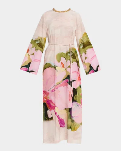 Acler Regan Embellished Floral Tie-waist Maxi Dress In Multi