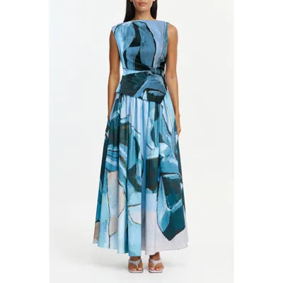 Acler Robaker Print Sleeveless Maxi Dress In Blue