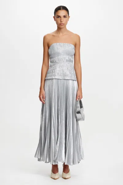 Acler Rockland Strapless Midi Dress In Gray