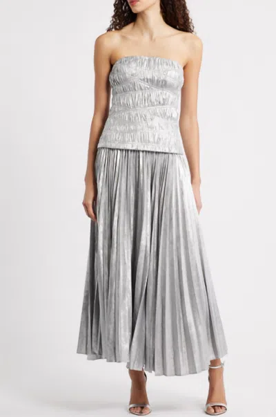 Acler Rockland Midi Dress In Dove Metallic In Gray
