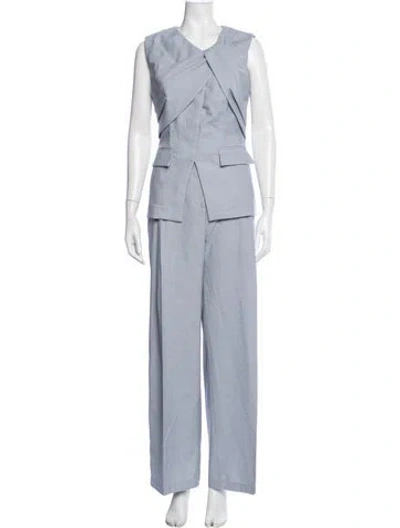 Pre-owned Acler Ruffle Embellishment Pant Set In Blue