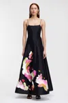 Acler Samstone Placed Floral Gown In Black