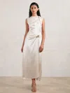 Acler Satin Draped Dress In Gray
