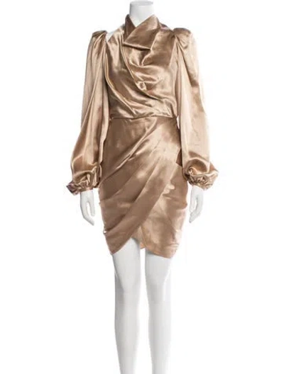 Pre-owned Acler Satin Mini Dress In Brown