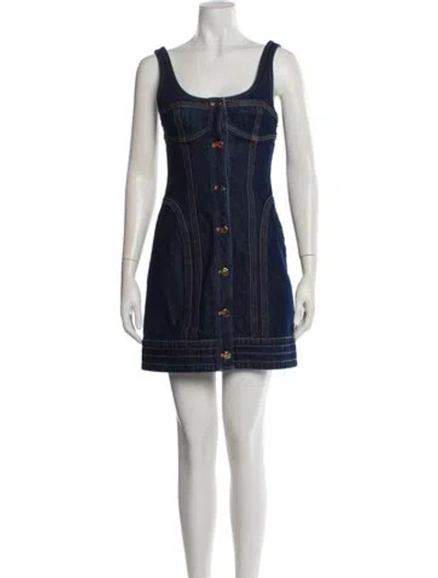 Pre-owned Acler Scoop Neck Mini Dress W/ Tags In Blue