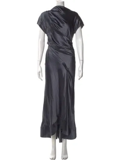 Pre-owned Acler Silk Long Dress In Gray