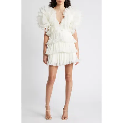 Acler Spenmoss Pleated Ruffle Minidress In Ivory