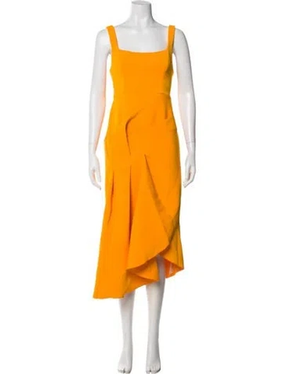 Pre-owned Acler Square Neckline Knee-length Dress In Yellow