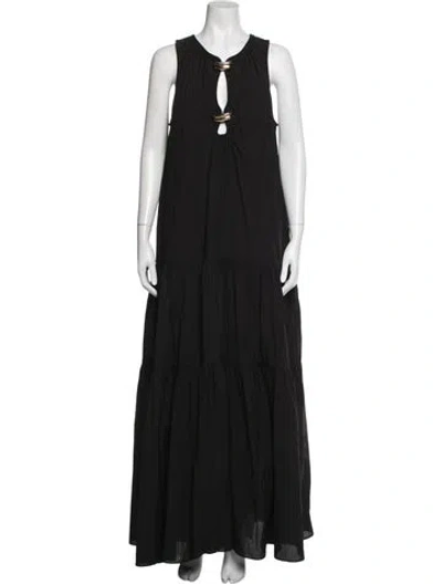 Pre-owned Acler Square Neckline Long Dress In Black