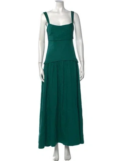 Pre-owned Acler Square Neckline Long Dress In Green