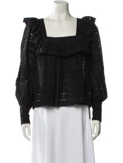 Pre-owned Acler Square Neckline Long Sleeve Blouse In Black