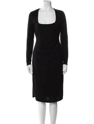 Pre-owned Acler Square Neckline Midi Length Dress In Black