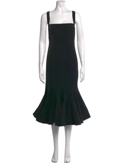 Pre-owned Acler Square Neckline Midi Length Dress In Black