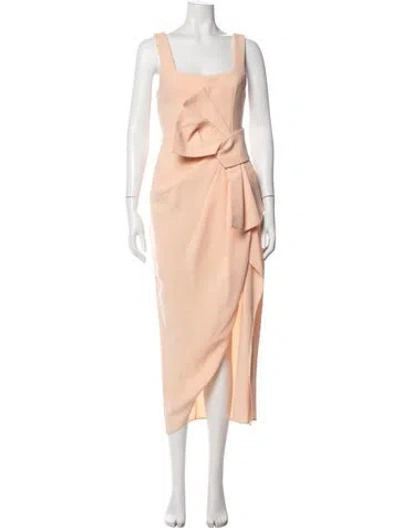 Pre-owned Acler Square Neckline Midi Length Dress In Orange
