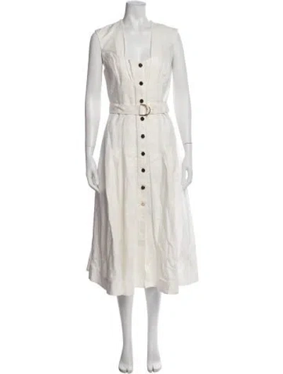 Pre-owned Acler Square Neckline Midi Length Dress In White