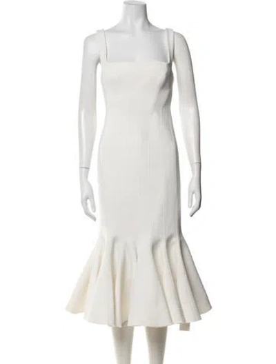 Pre-owned Acler Square Neckline Midi Length Dress In White