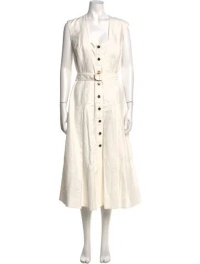 Pre-owned Acler Square Neckline Midi Length Dress In White