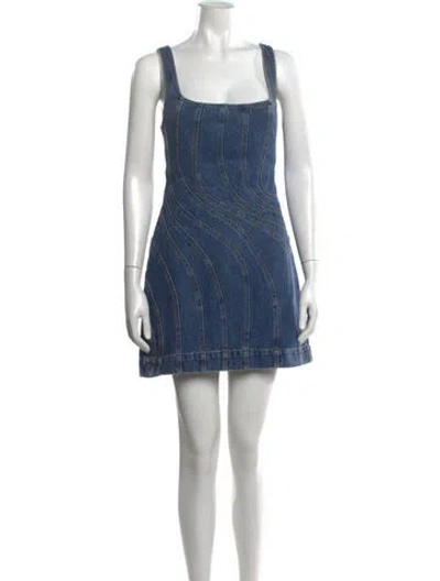 Pre-owned Acler Square Neckline Mini Dress In Blue