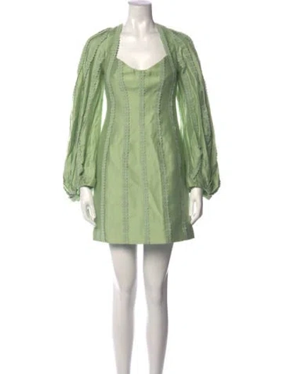 Pre-owned Acler Square Neckline Mini Dress In Green