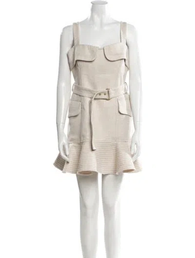 Pre-owned Acler Square Neckline Mini Dress In Neutral