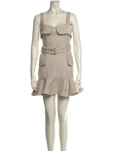 Pre-owned Acler Square Neckline Mini Dress In Neutral