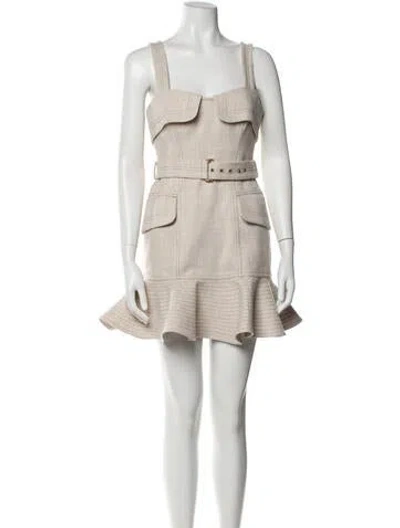 Pre-owned Acler Square Neckline Mini Dress In Neutral