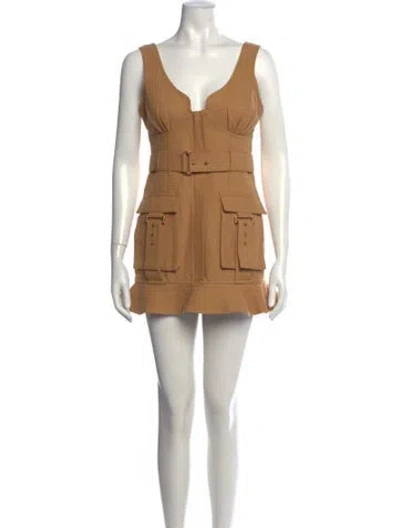 Pre-owned Acler Square Neckline Mini Dress In Neutrals