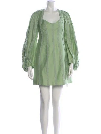 Pre-owned Acler Square Neckline Mini Dress W/ Tags In Green