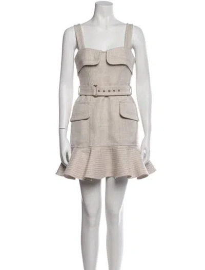 Pre-owned Acler Square Neckline Mini Dress W/ Tags In Neutral