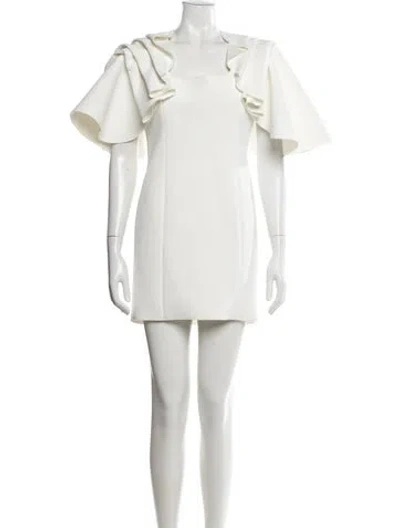 Pre-owned Acler Square Neckline Mini Dress In White