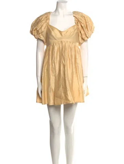 Pre-owned Acler Square Neckline Mini Dress In Yellow