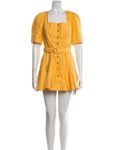 Pre-owned Acler Square Neckline Mini Dress In Yellow