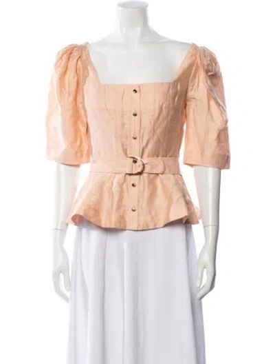 Pre-owned Acler Square Neckline Short Sleeve Blouse W/ Tags In Neutral