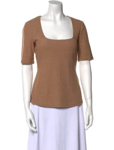 Pre-owned Acler Square Neckline Short Sleeve Top In Brown