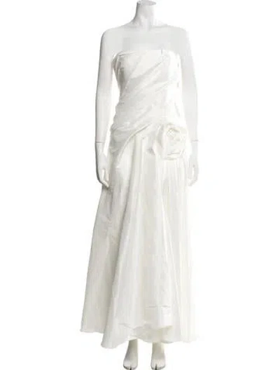 Pre-owned Acler Strapless Long Dress In White