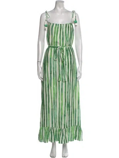 Pre-owned Acler Striped Long Dress In Green