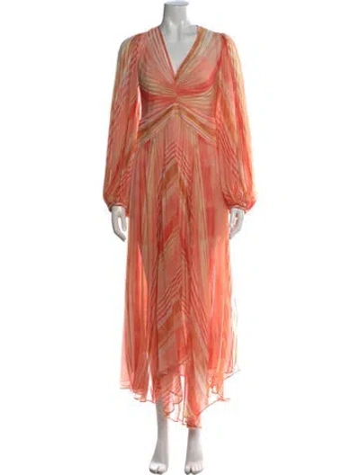 Pre-owned Acler Striped Long Dress In Orange