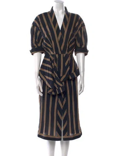 Pre-owned Acler Striped Midi Length Dress In Blue