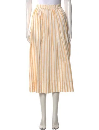 Pre-owned Acler Striped Midi Length Skirt In White