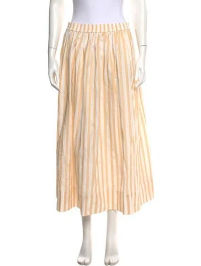 Pre-owned Acler Striped Midi Length Skirt In White