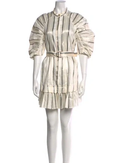 Pre-owned Acler Striped Mini Dress In Neutral