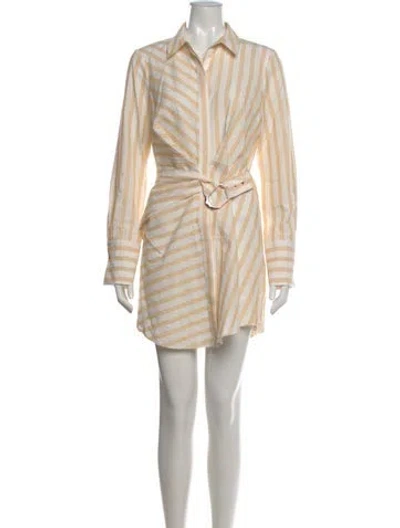 Pre-owned Acler Striped Mini Dress In Neutral