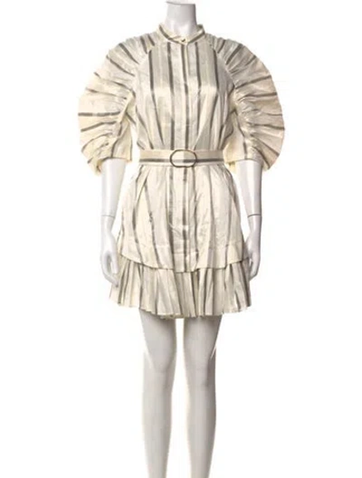 Pre-owned Acler Striped Mini Dress In Neutrals