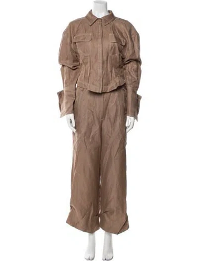 Pre-owned Acler Striped Pant Set In Brown