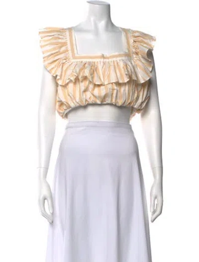 Pre-owned Acler Striped Square Neckline Crop Top In Neutral