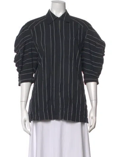 Pre-owned Acler Striped Three-quarter Sleeve Blouse In Blue