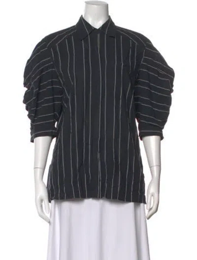 Pre-owned Acler Striped Three-quarter Sleeve Blouse In Blue