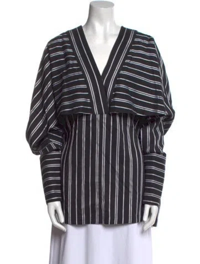 Pre-owned Acler Striped V-neck Tunic In Black