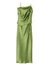 Acler Styal Draped Midi Dress In Green