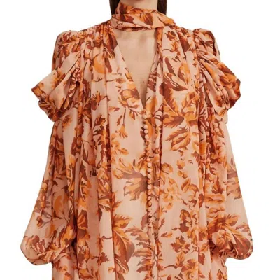 Acler Swansea Blouse In Peach Floral In Pink
